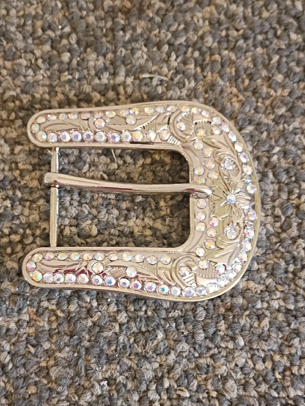 Rhinestone Silver Western Style Belt Buckle